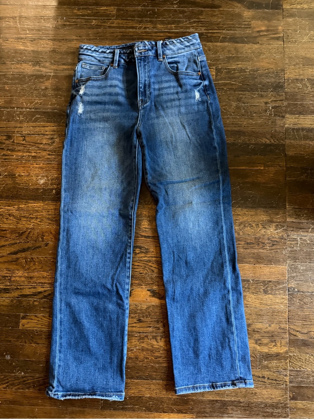 High-Rise Straight Leg Jeans - Blue